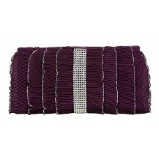 Evening Bag - 12 PCS - Pleated Glittery w/ Trimmed Ruffles - Purple -BG-92233PU